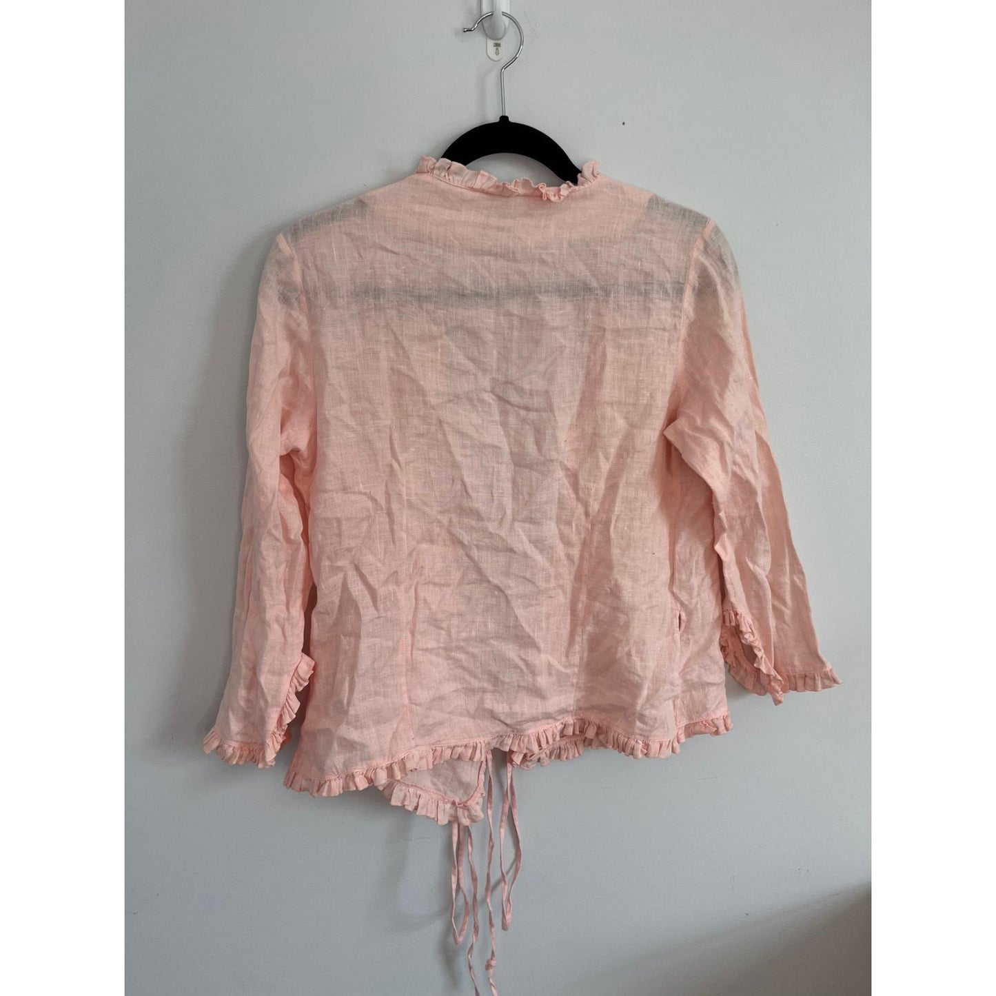 Calypso Christiane Celle Blouse Women S Pink Ruffle Tie Front Sheer Boho