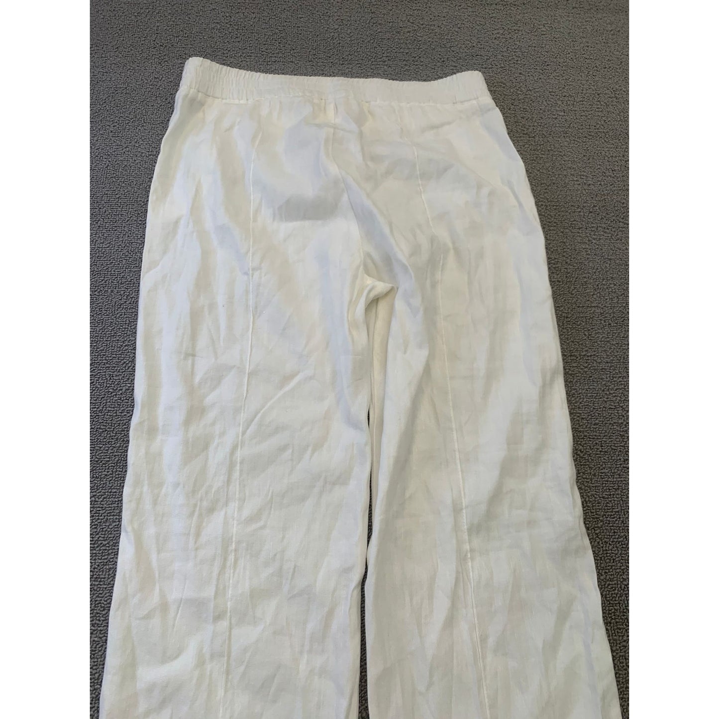 Monrow Women Medium White Wide Leg Linen Blend Pants