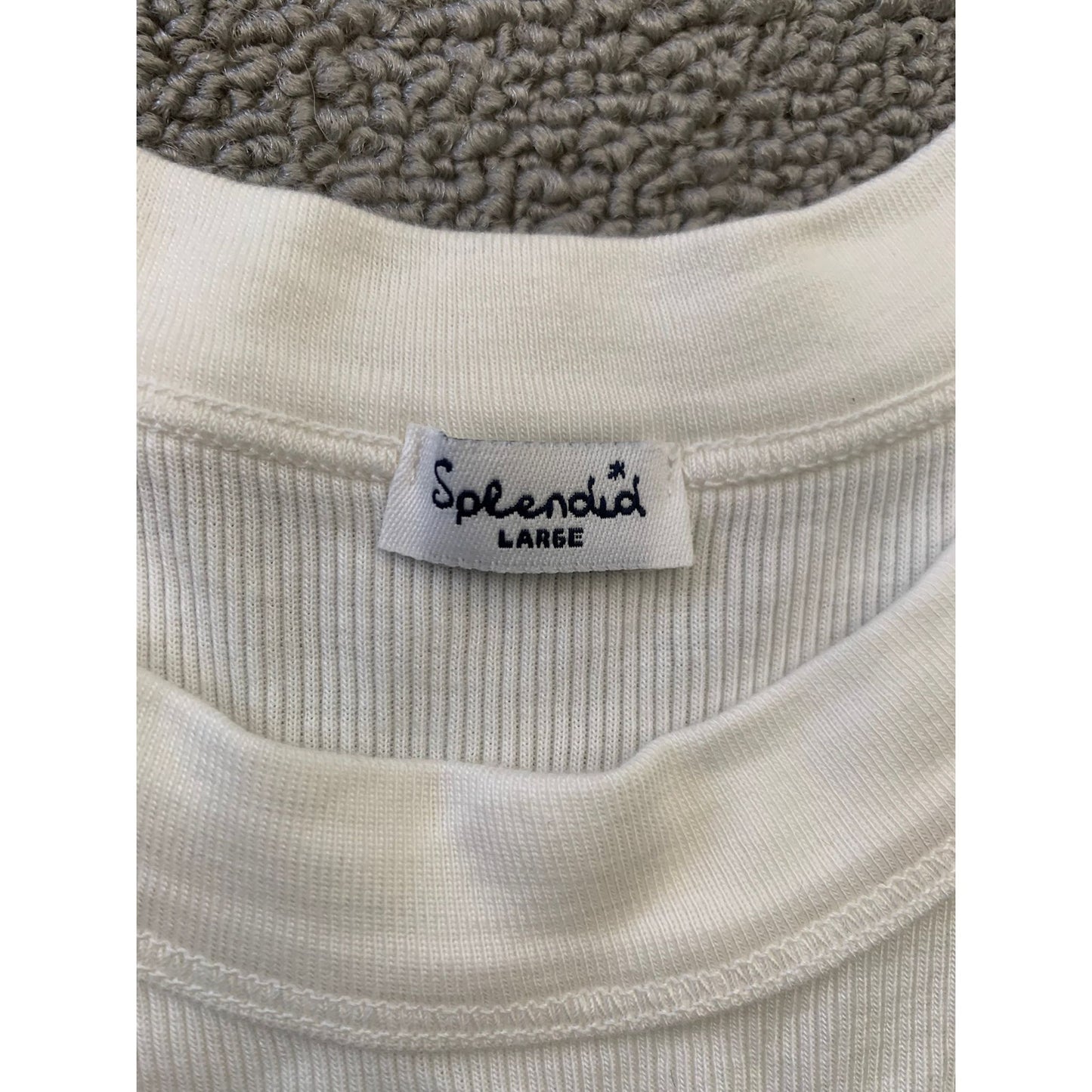 Splendid Women's Large White Ribbed Tank Top Sleeveless Shirt