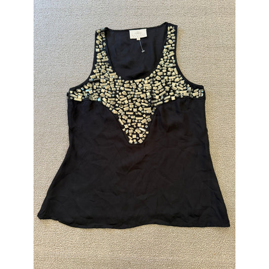 Madison Marcus Size Small Women's Black Embellished V-Neck Tank Top