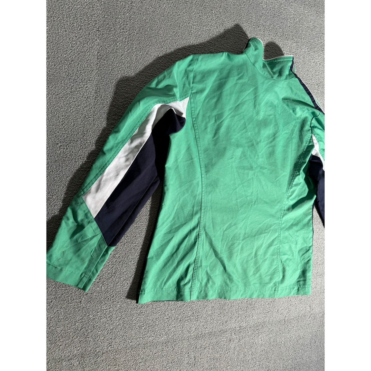 Green Navy Color White Turtleneck Jacket Women L Fall Athletic