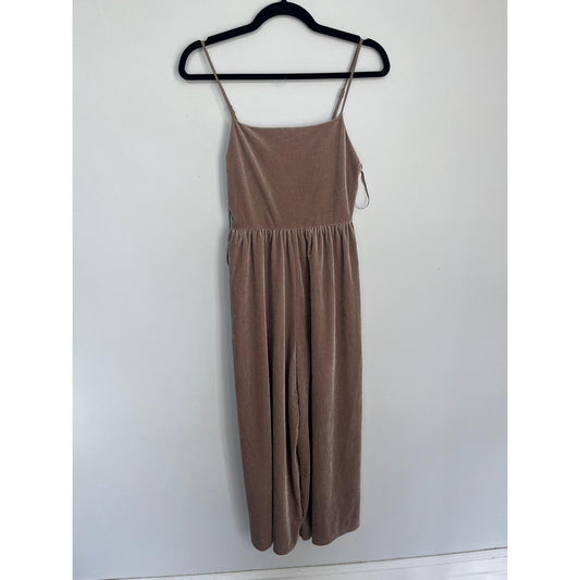 Urban Outfitters Velvet Jumpsuit Womens Small Pink Wide Leg Strappy