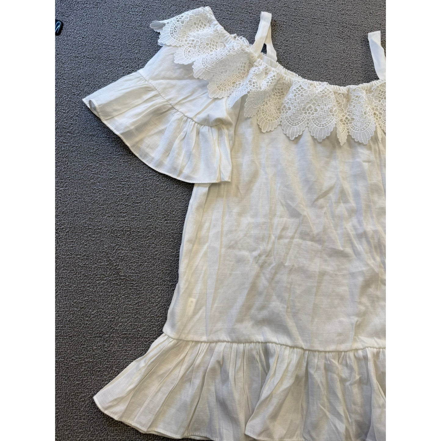 Hippie Love Women's One Size White Lace Ruffle Off-Shoulder Bohemian-Style