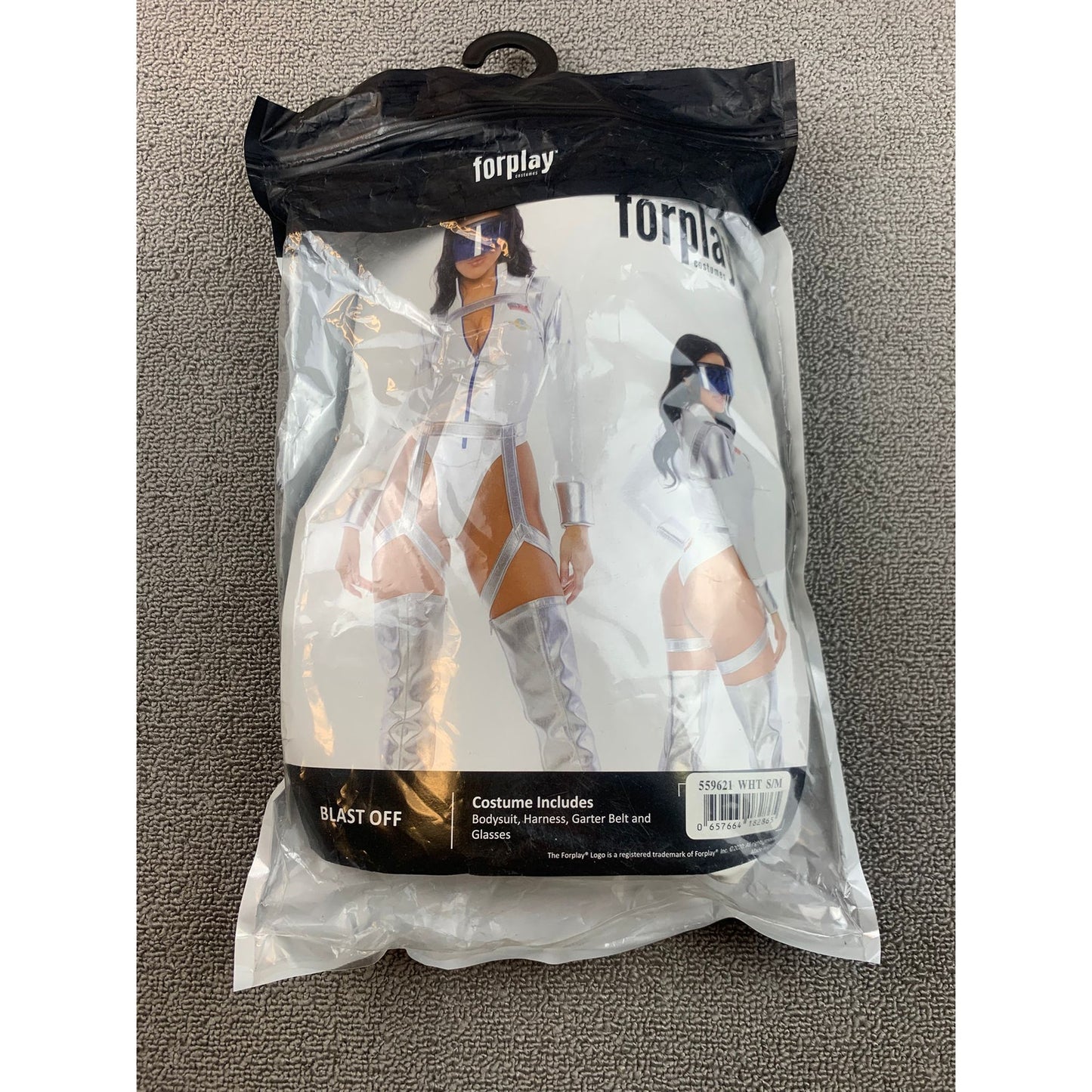 Forplay Women S/M White Silver Astronaut Halloween Costume Bodysuit