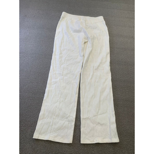Monrow Women Medium White Wide Leg Linen Blend Pants