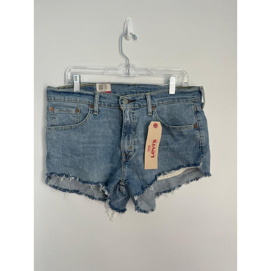 Levis 541 Denim Shorts Women 32 Distressed Raw Hem High Rise