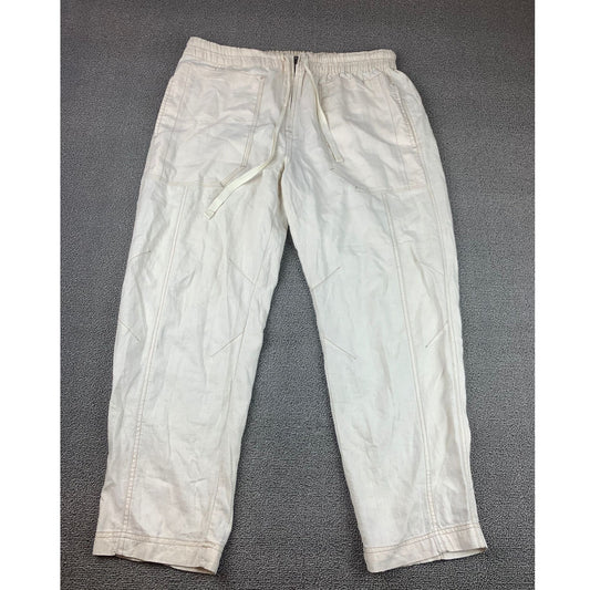 FREE PEOPLE Women's Small White Paperbag Cropped Waist Chino Pants Jeans