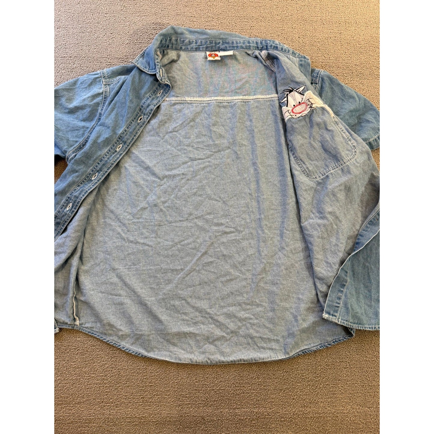 Vintage Looney Tunes Women's 18W/20W Cotton Denim Shirt Syl & Tweety