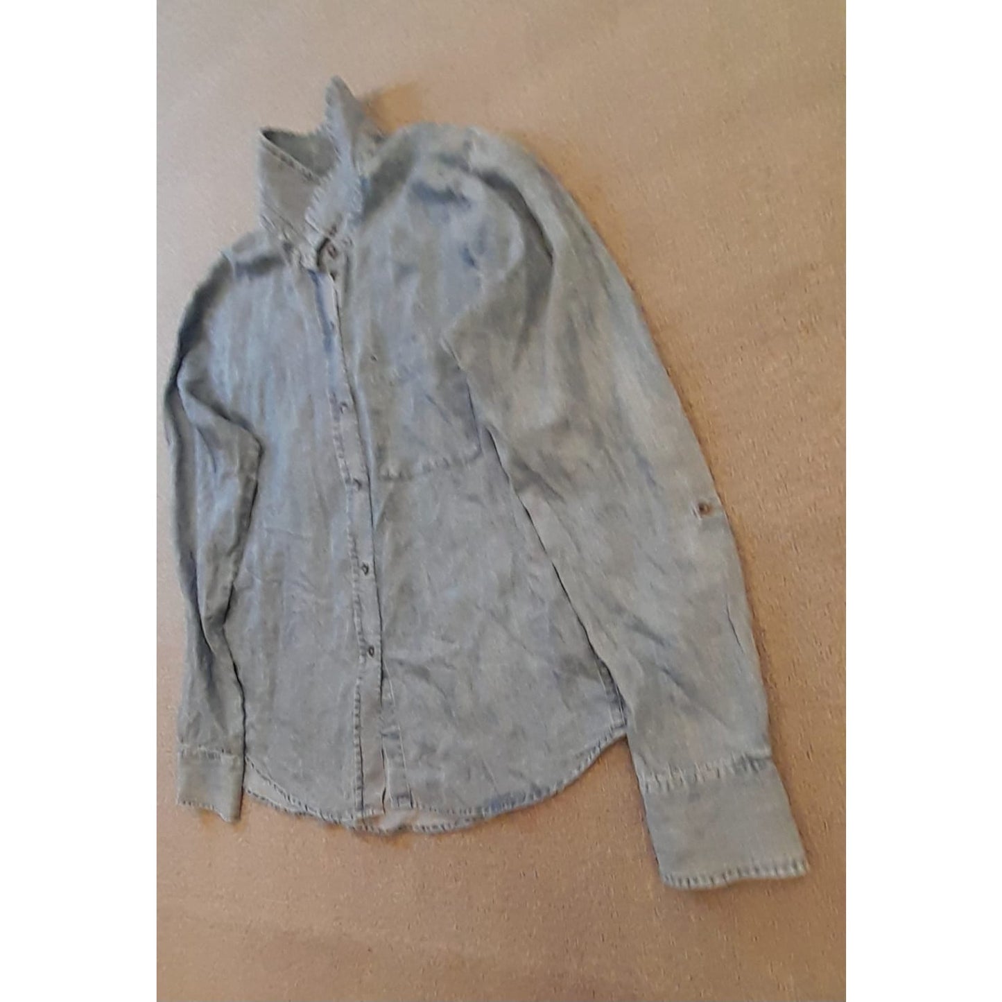 Splendid Collection Womens Small Denim Long Sleeve Polo Shirt
