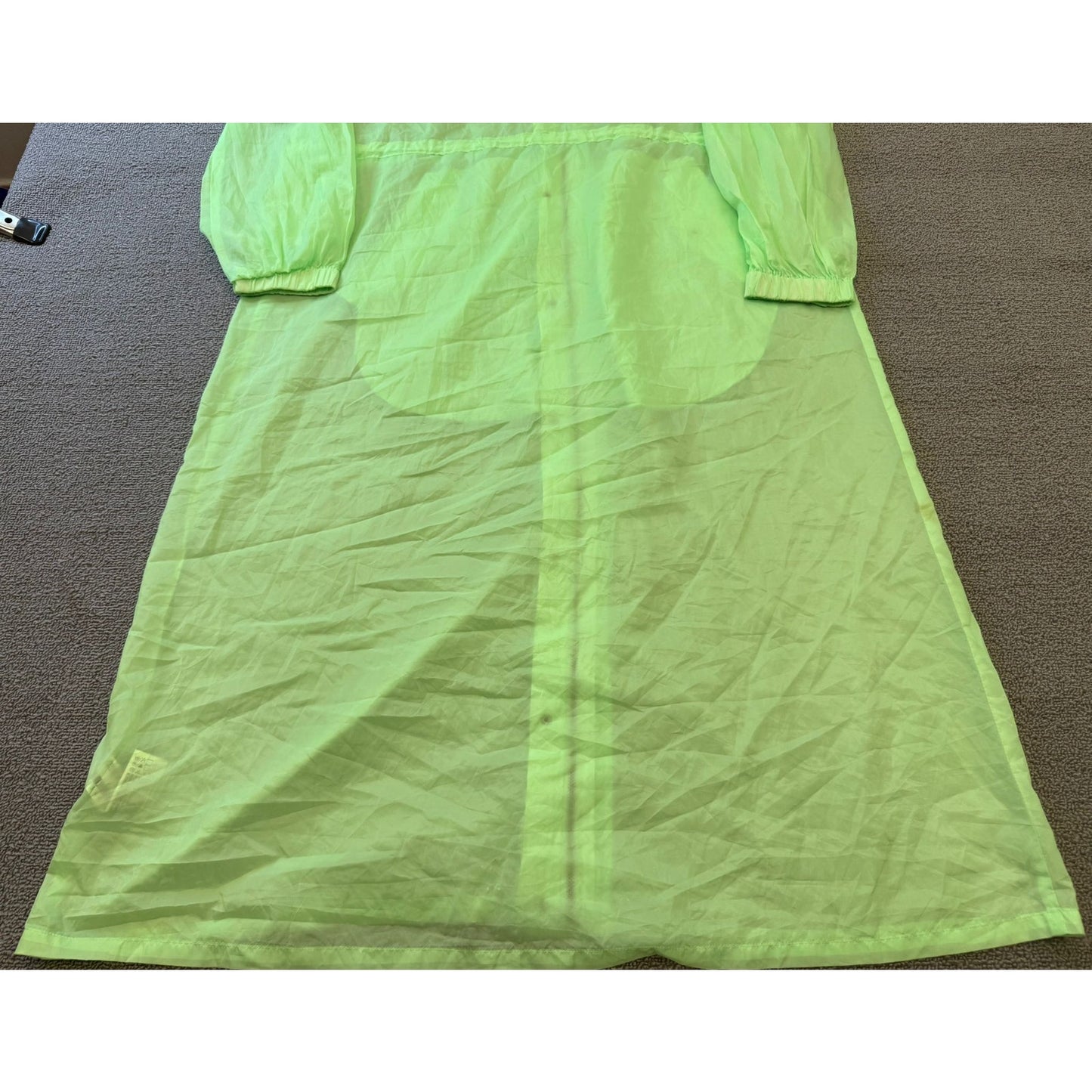 Forever 21 Women's Size S Neon Green Hooded Raincoat Trench Coat