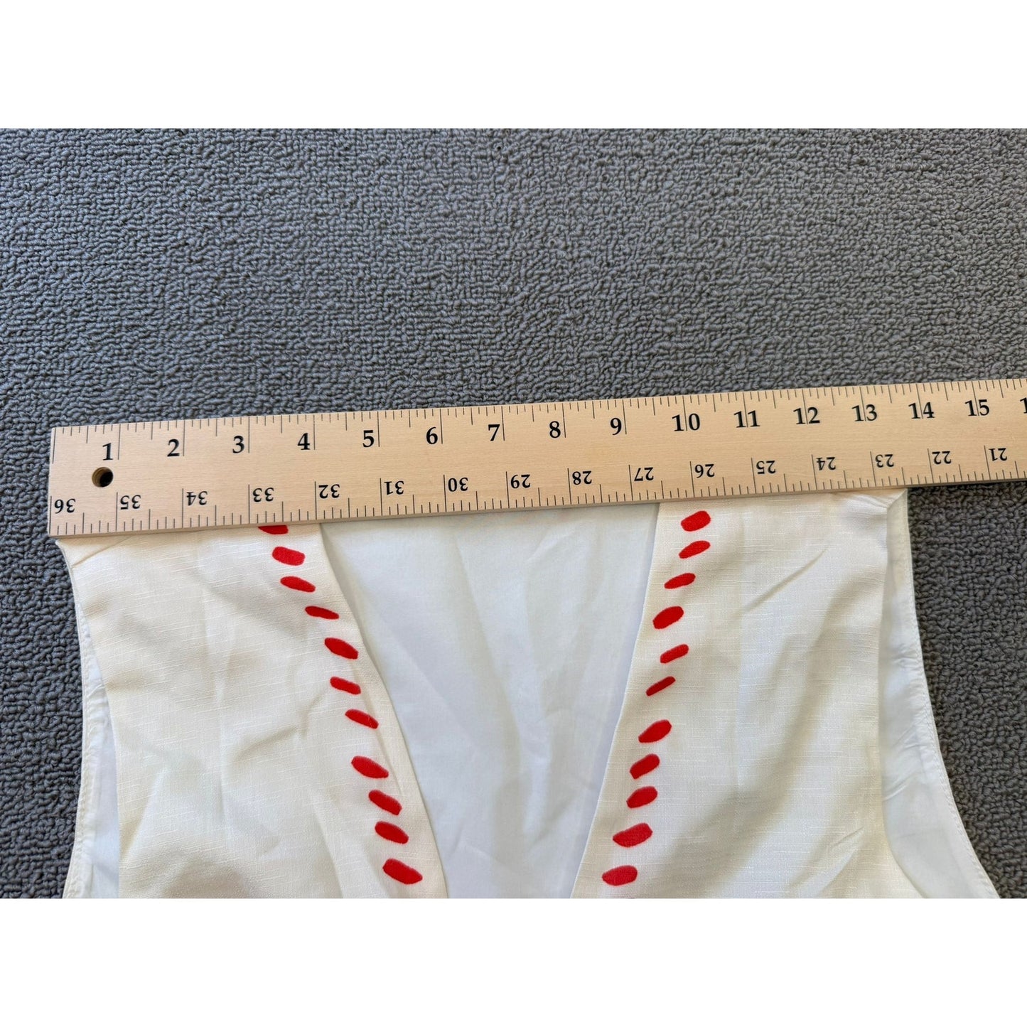 White Red Patterned Co Ord Set Womens Small Vest Wide Leg Pants Polyester