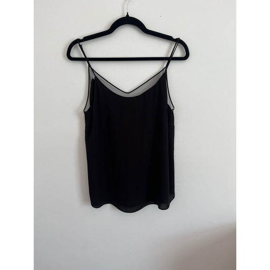 Babaton Camisole Top Women M Black Mesh Trim Spaghetti Strap Minimalist