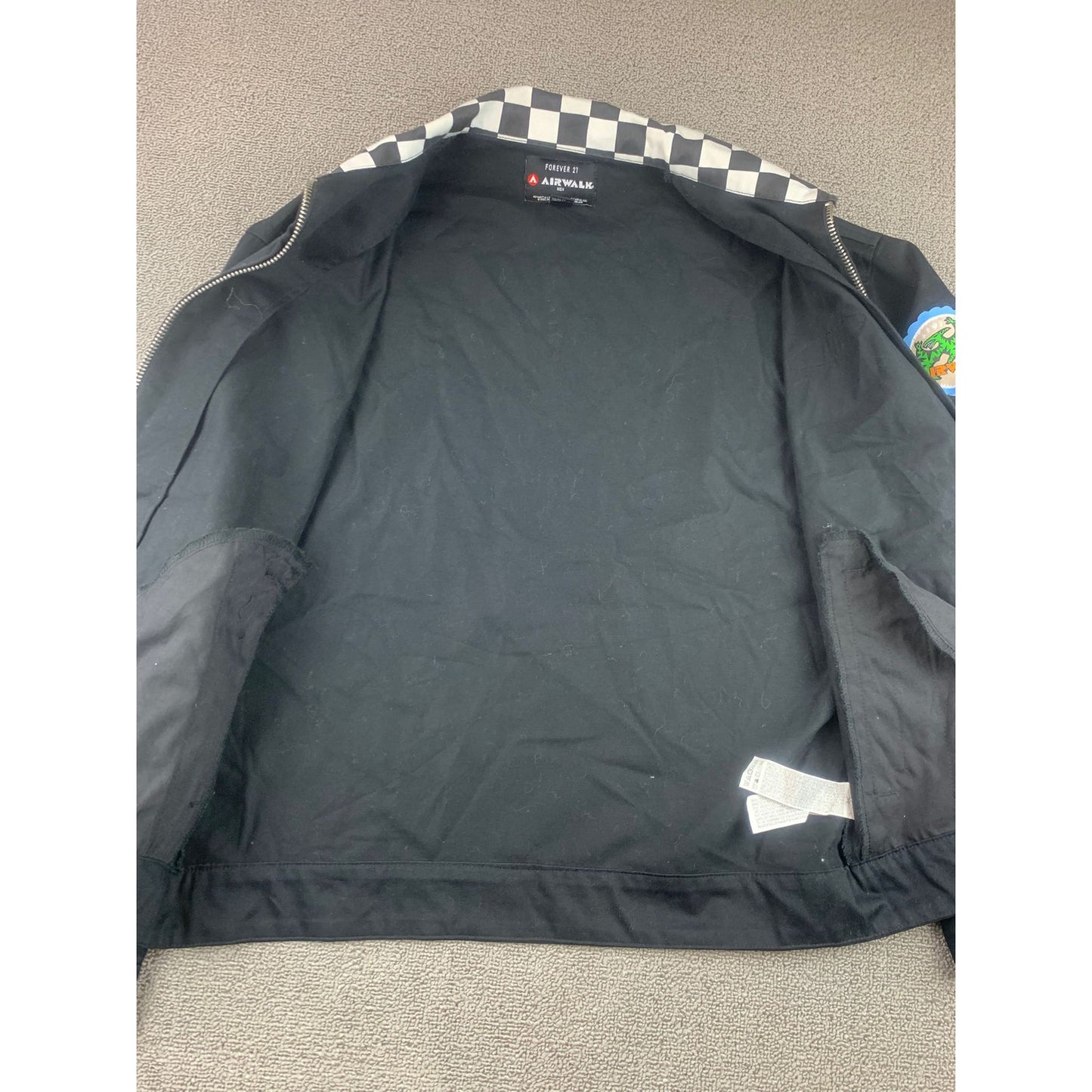 Airwalk x Forever 21 Men's S Skater Jacket Checkered Color with Graphic Patches