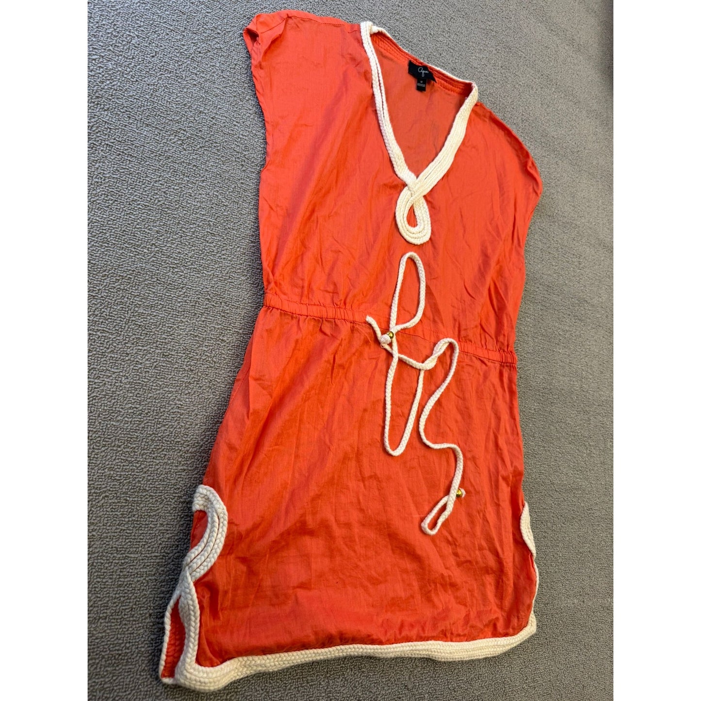 Aqua Woman Medium Orange Tunic Dress Crochet Trim