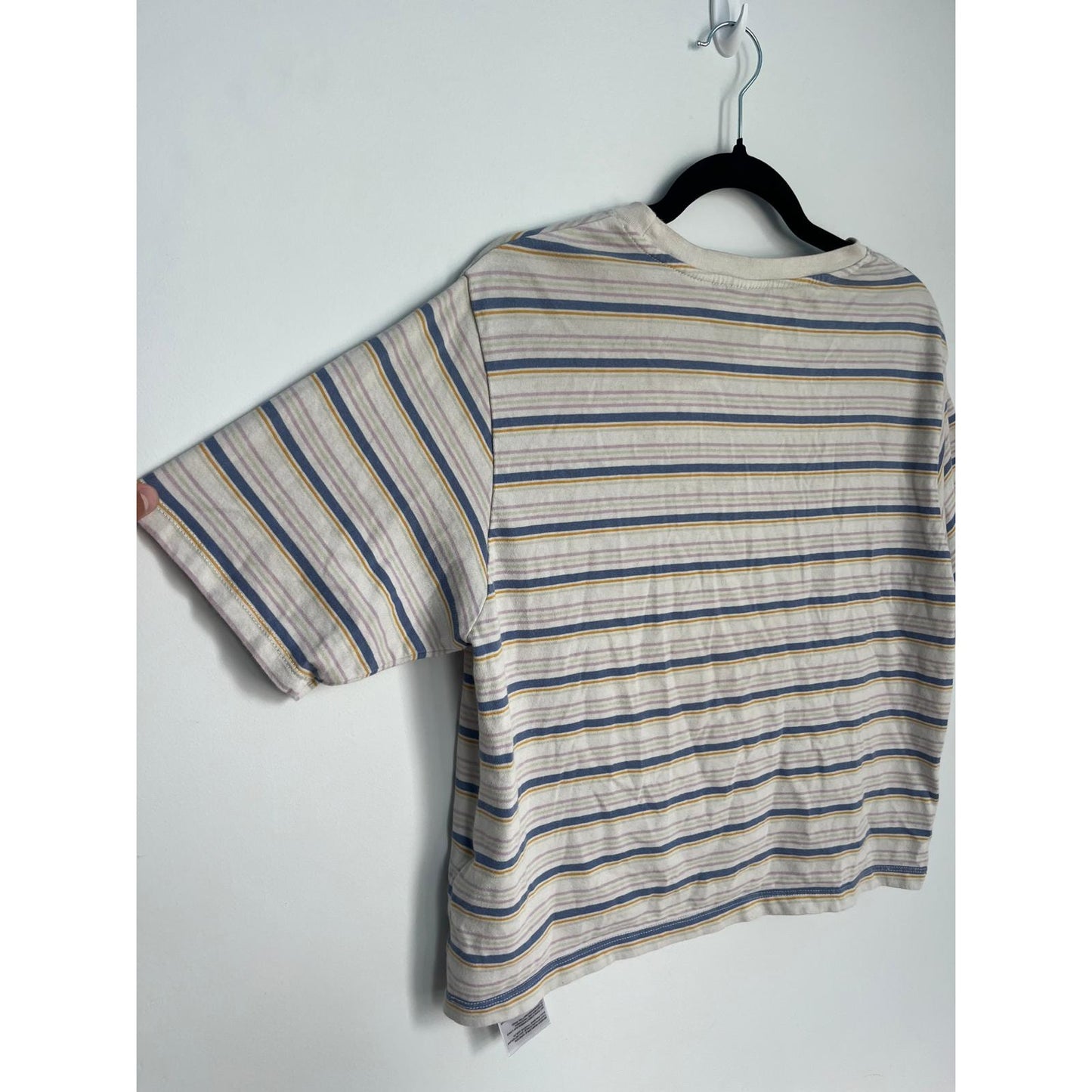 Levis Striped T Shirt Women S Cream Blue Yellow Cotton Casual