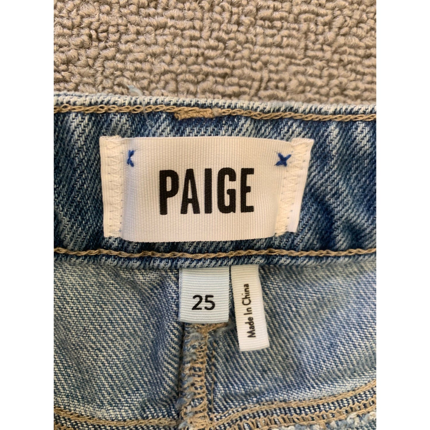 Paige Women 25 Blue Distressed Raw Hem Denim Mini Skirt