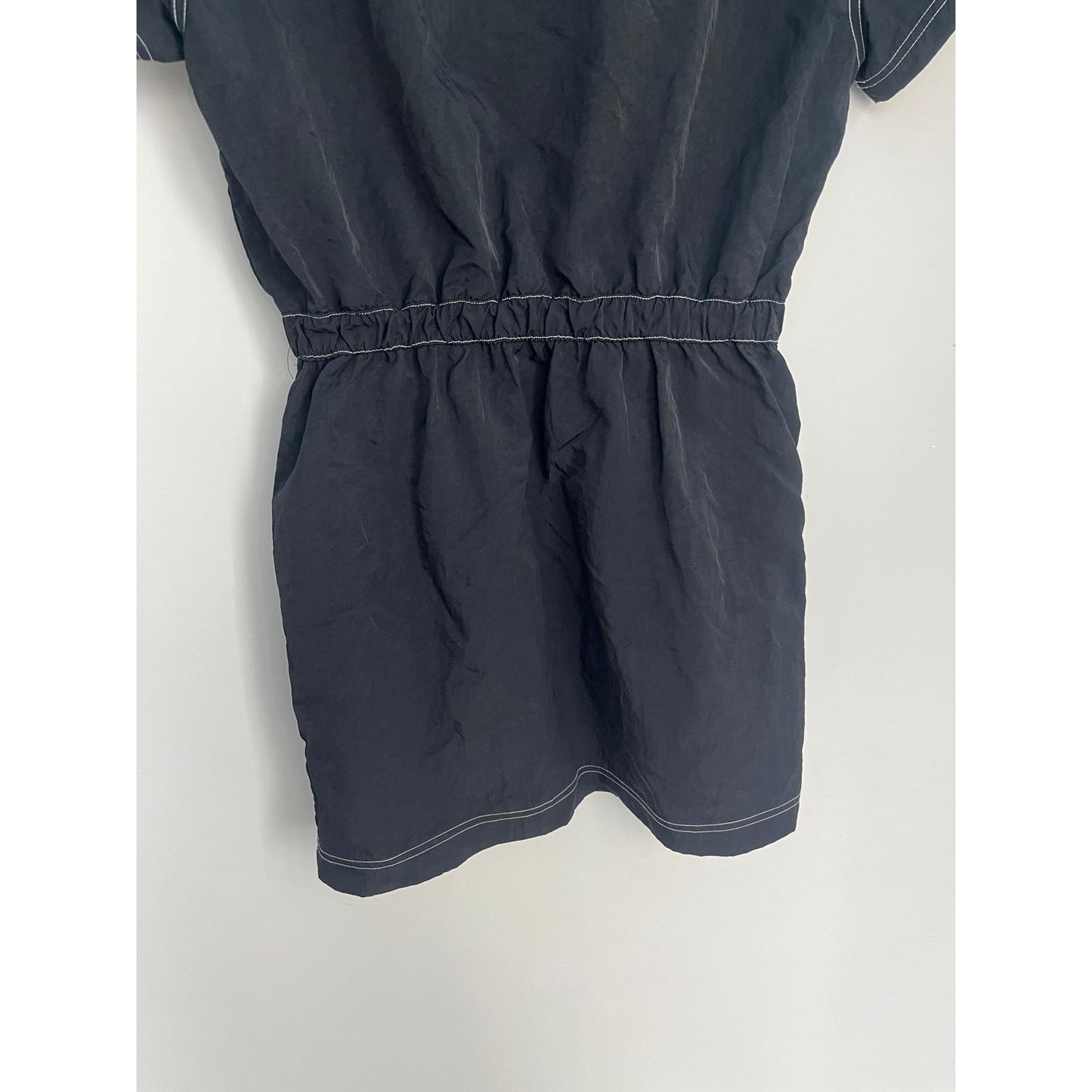 Nike Quarter Zip Mini Dress Women L Black Athletic Dress With Contrast Stitching