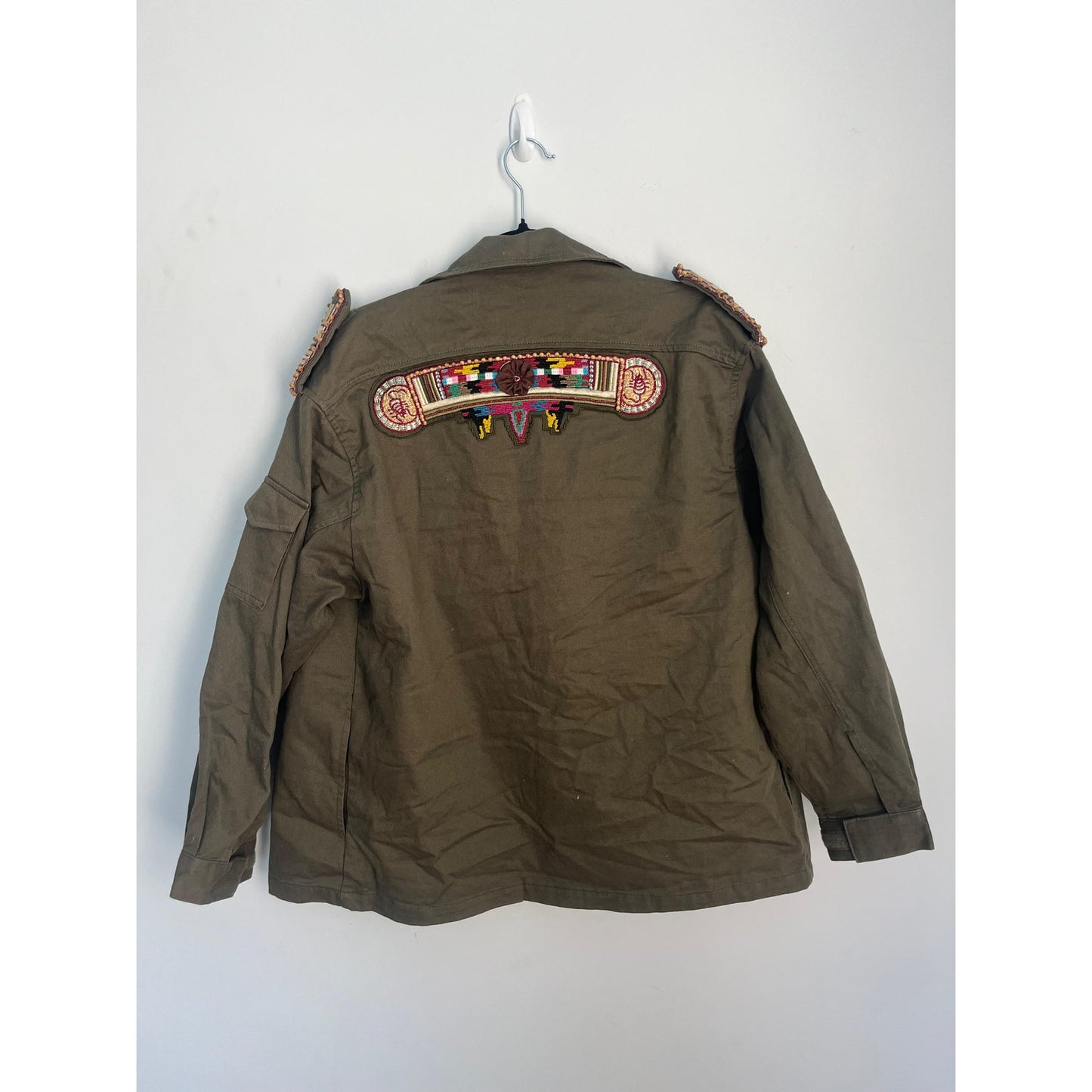 Valentino Beaded Military Jacket Women 38 Olive Green Embellished Italy