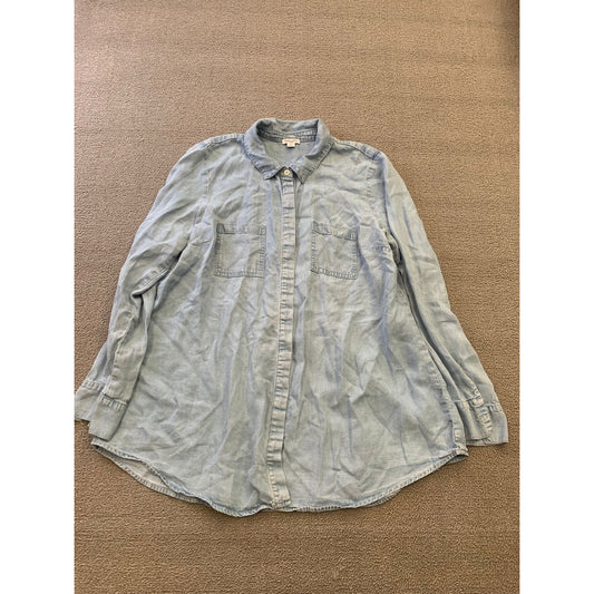 SPLENDID Women Large Blue Denim Button Up Shirt