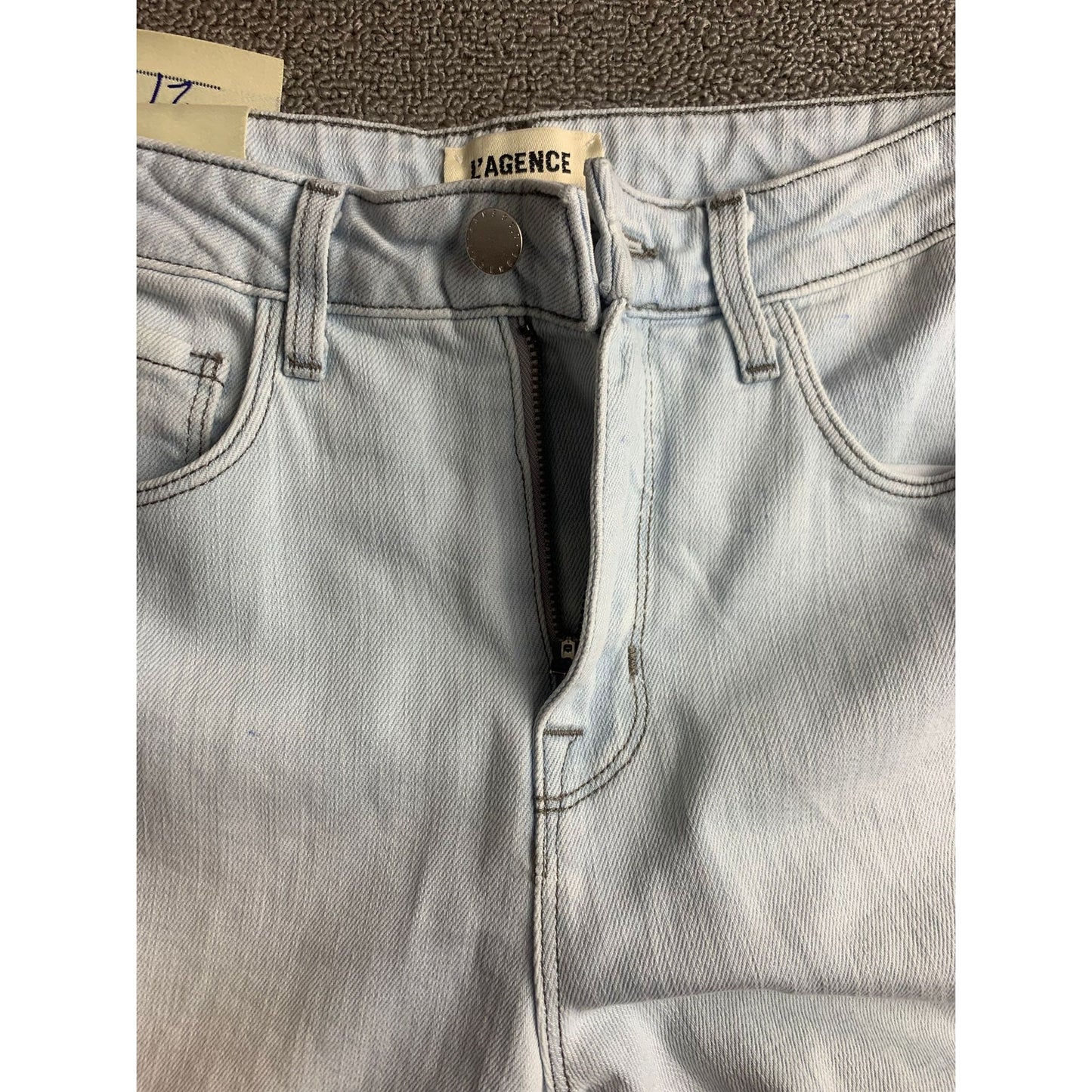 L‘Agence Women’s Sz 27 White Distressed Fringe High Rise High Line Skinny Jeans