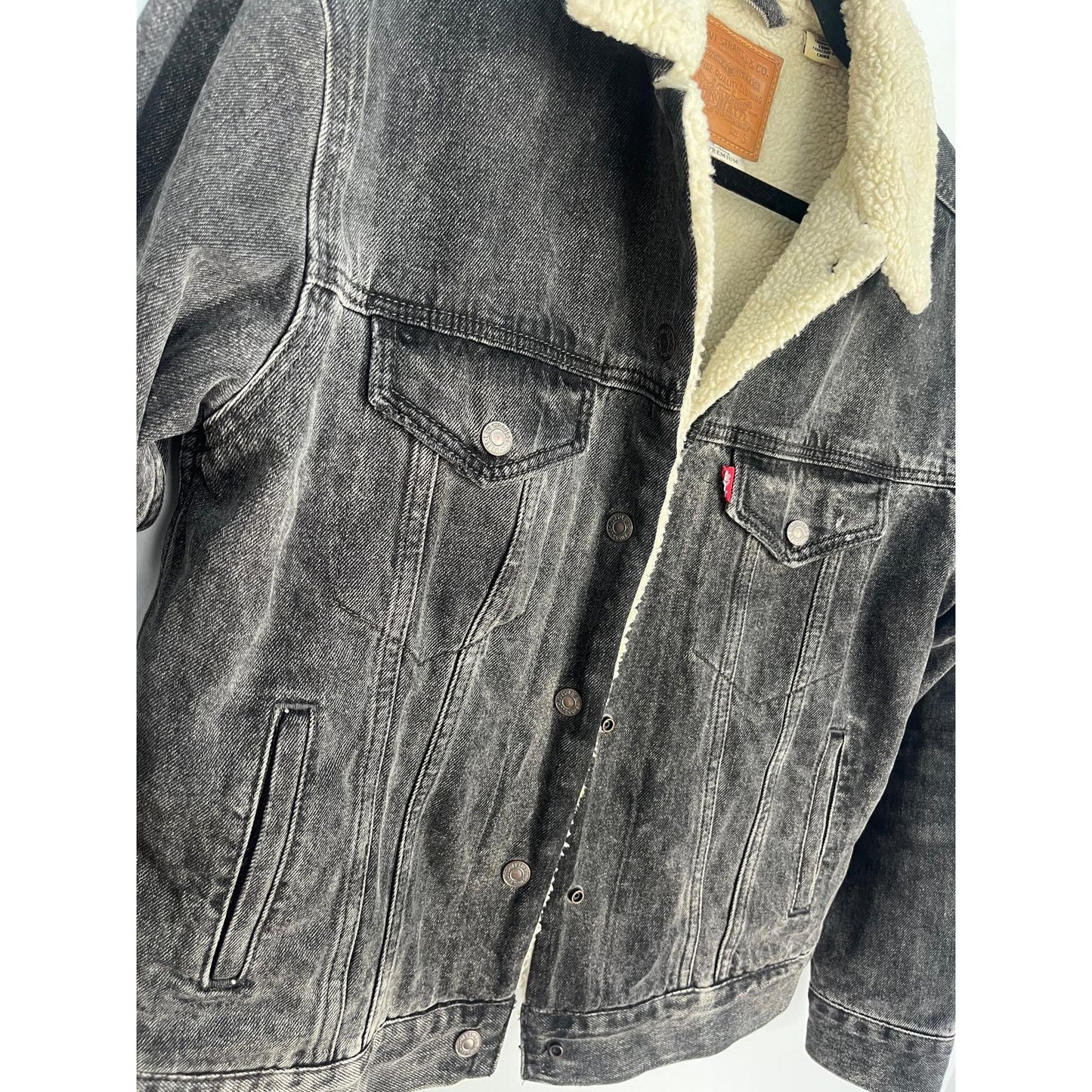 Levis Premium Sherpa Denim Jacket Women S Black Fleece Lined Trucker
