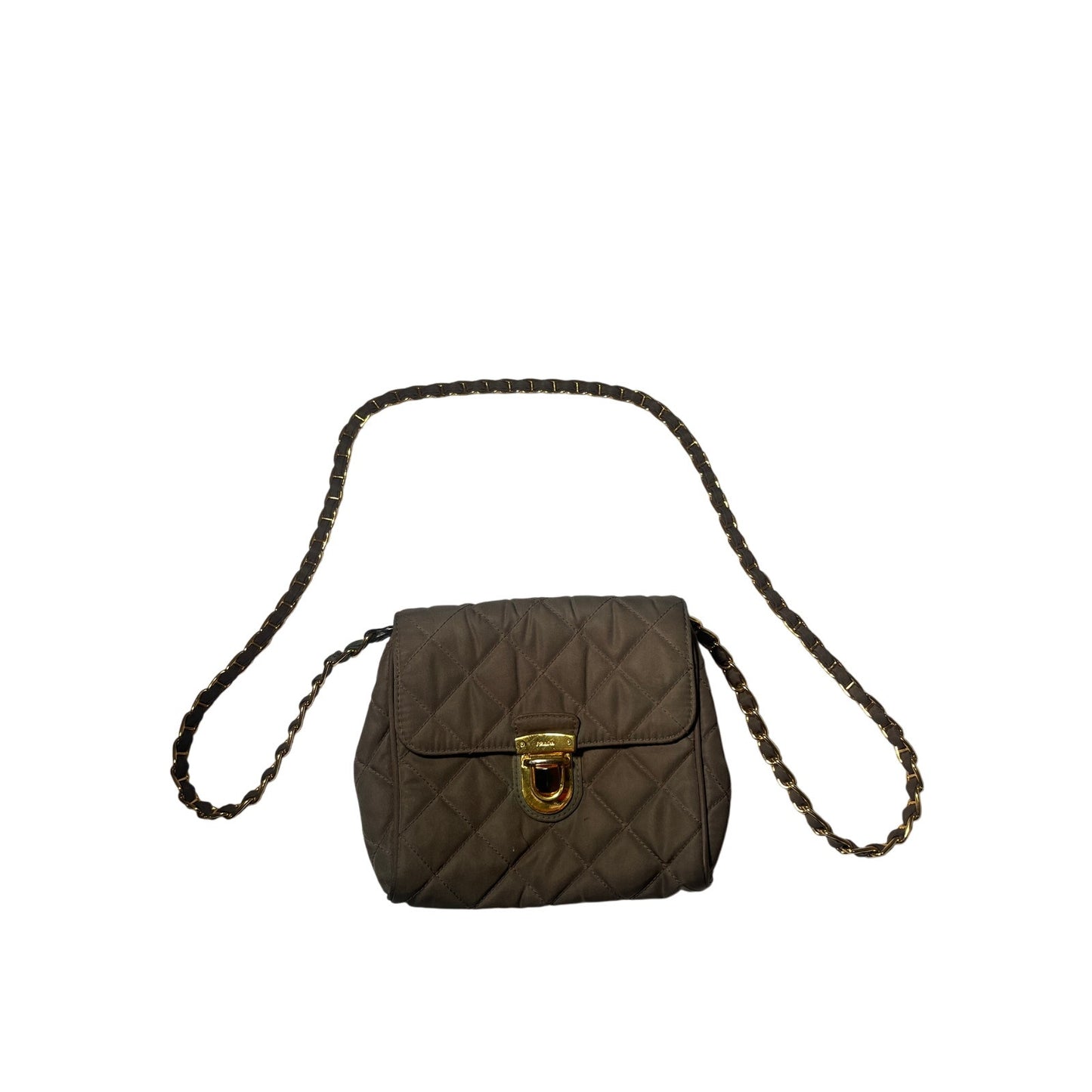 Prada Olive Green Quilted Nylon Pushlock Crossbody Bag