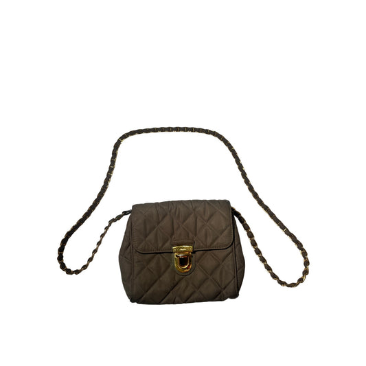 Prada Olive Green Quilted Nylon Pushlock Crossbody Bag