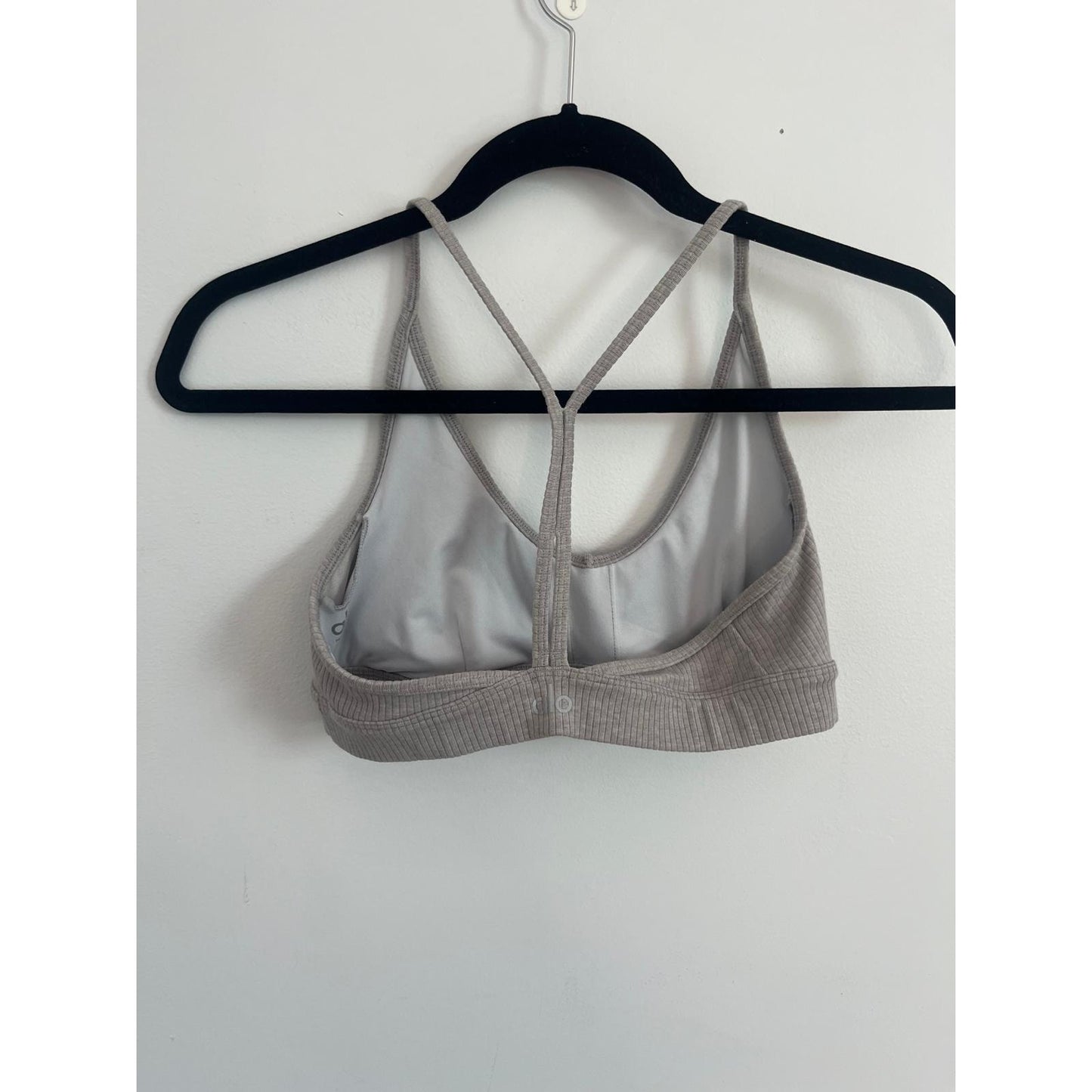 Alo Yoga Ribbed Bralette Women S Taupe Scoop Neck Sports Bra