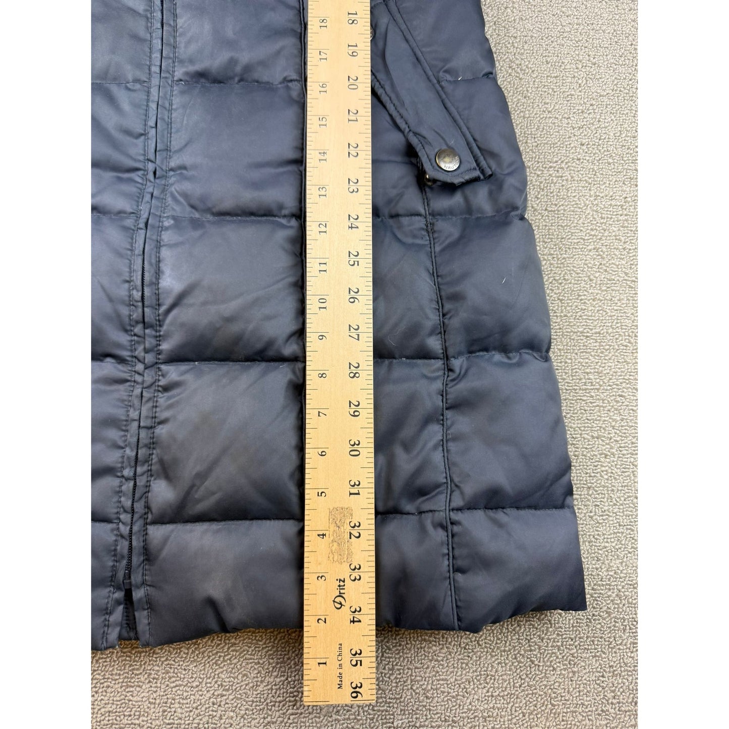 Nautica Women's Medium Navy Blue Hooded Fur Trim Puffer Coat