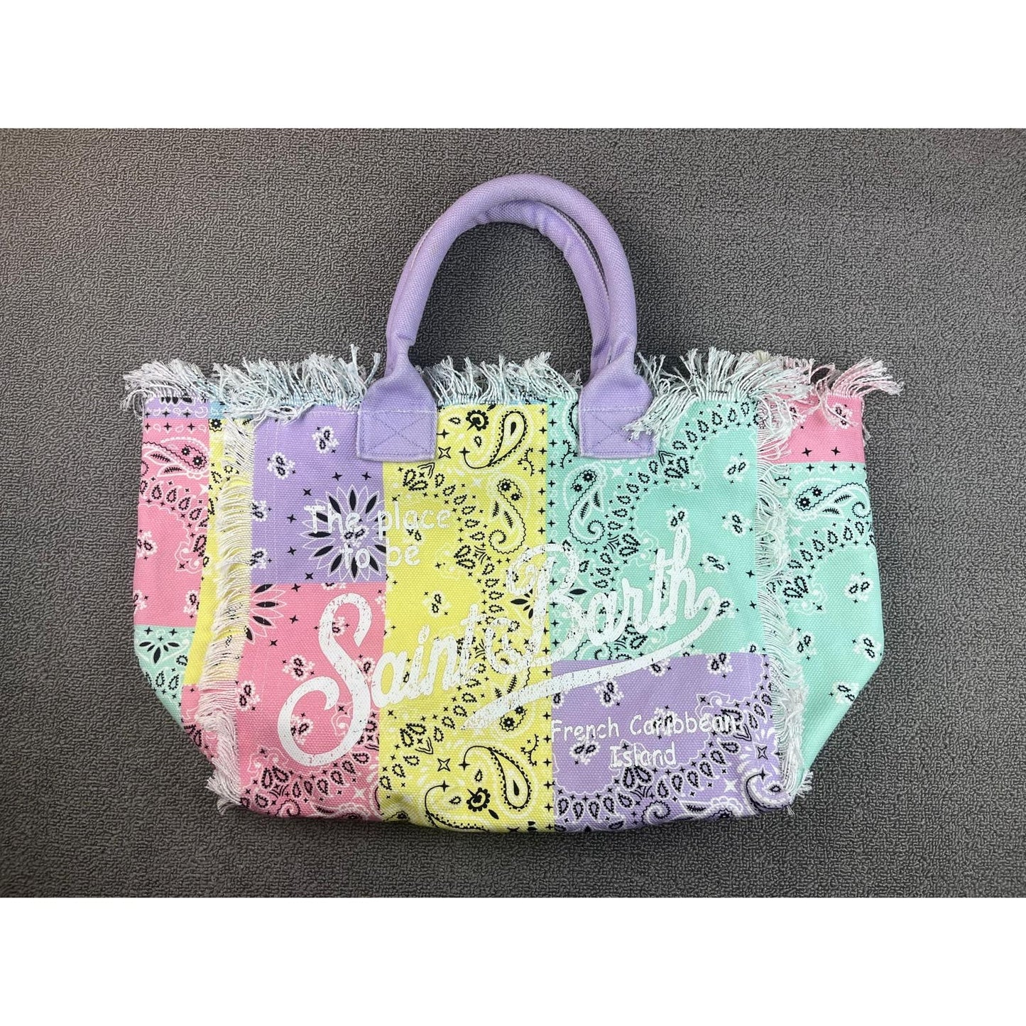 MC2 Saint Barth Women One Size Multi-color Bandana Print Tote Bag Fringed