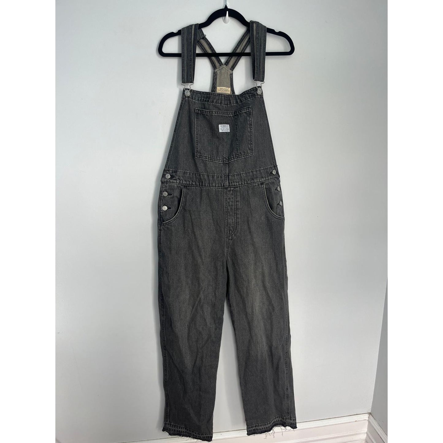 Levis Premium Overalls Men Large Black Denim Adjustable Straps Workwear NWT