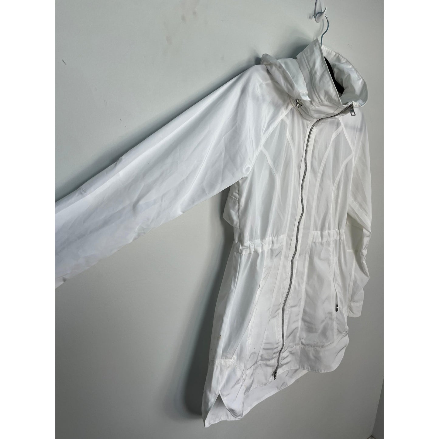Athleta Lightweight Hooded Zip Jacket Women XS White Activewear Spring Coat