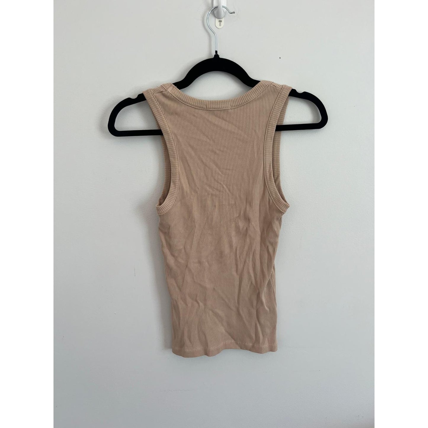 Agolde Ribbed Tank Top Women XS Beige  Sleeveless Basic Stretchy Knit