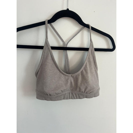 Alo Yoga Ribbed Bralette Women S Taupe Scoop Neck Sports Bra