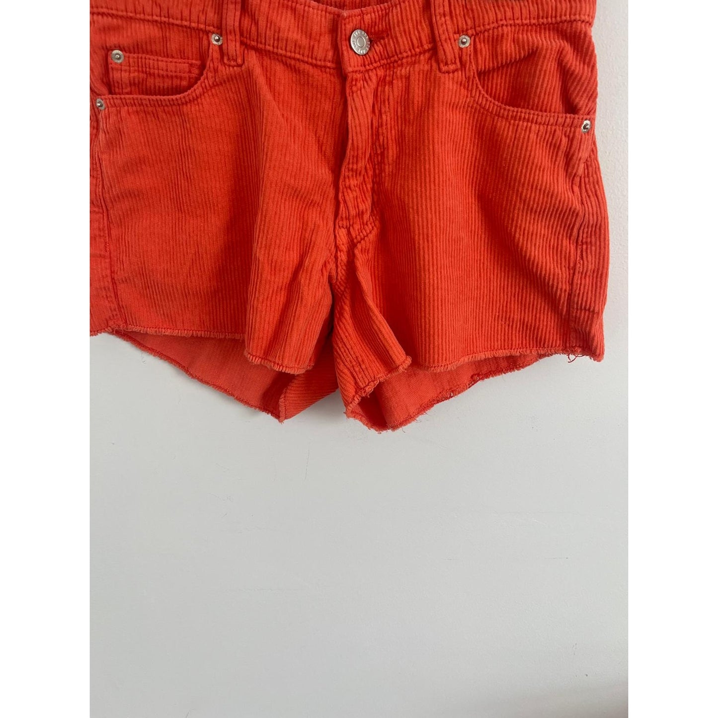 BDG Corduroy Shorts Women 27 Orange Raw Hem High Rise Urban Outfitters