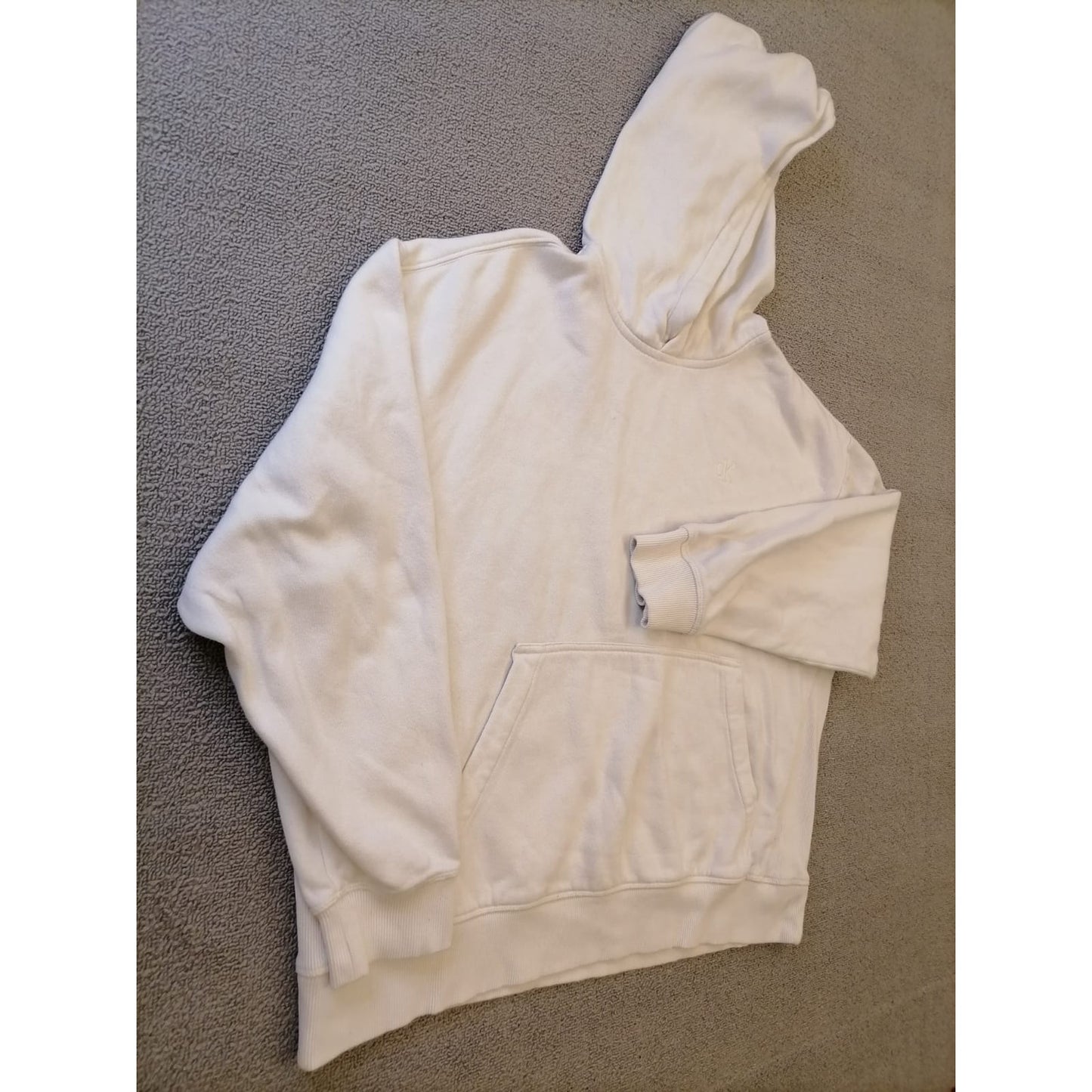 Calvin Klein Women Small P White Pullover Hoodie Relaxed Fit Comfortable Everyday