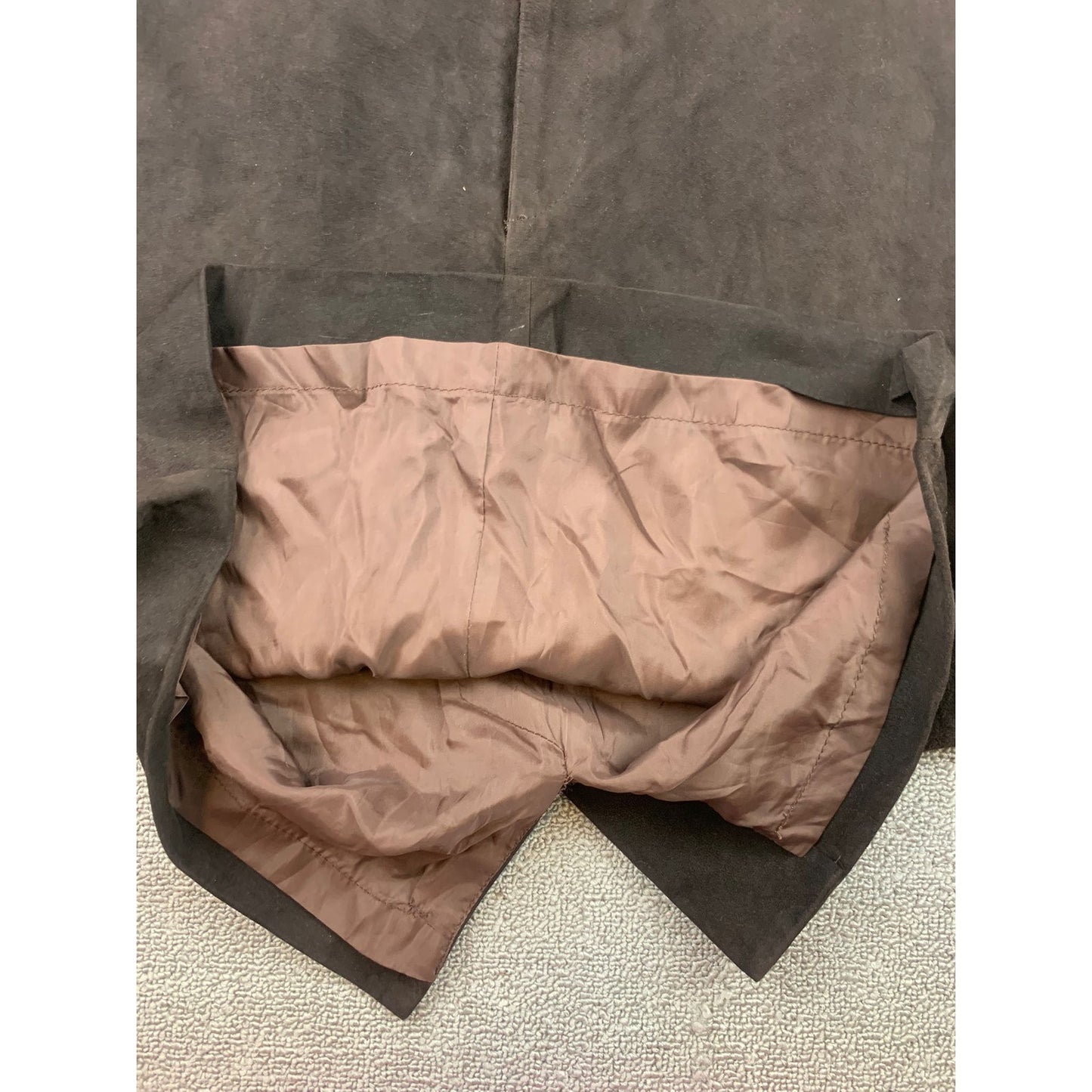 Vintage Ralph Lauren Women 14 Dark Brown Suede Pencil Skirt With Button Closure