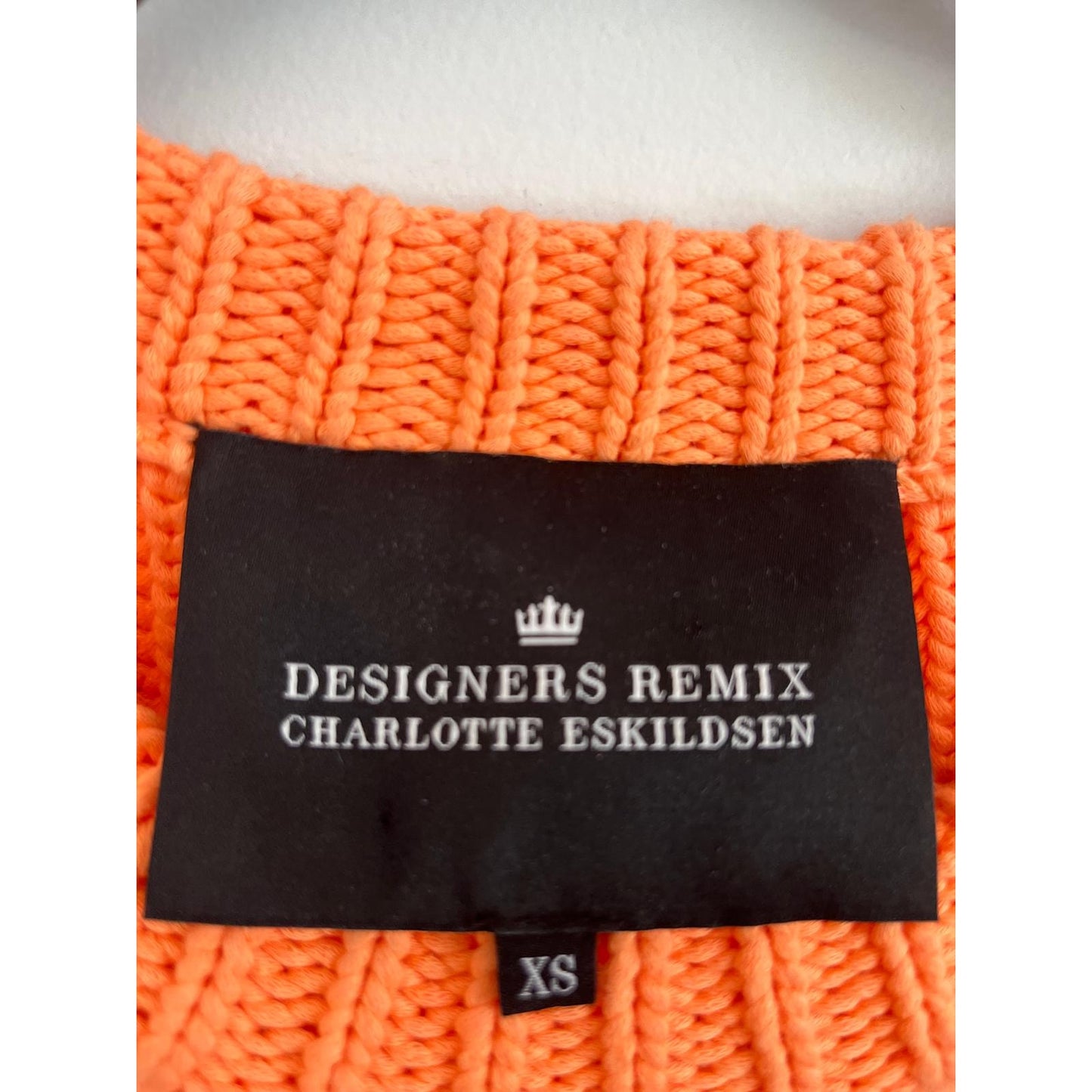 Designers Remix Sweater Women XS Orange Ribbed Knit Pullover Cotton