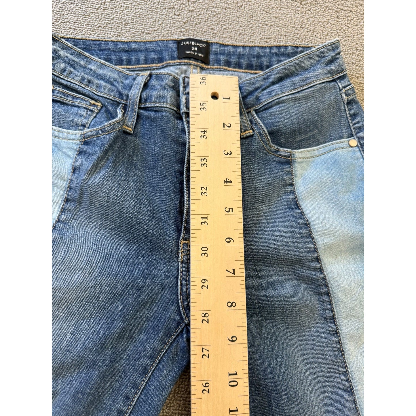 JUSTBLACK Female Light Dark Wash Denim Jeans Size 24 Raw Hem Straight Leg