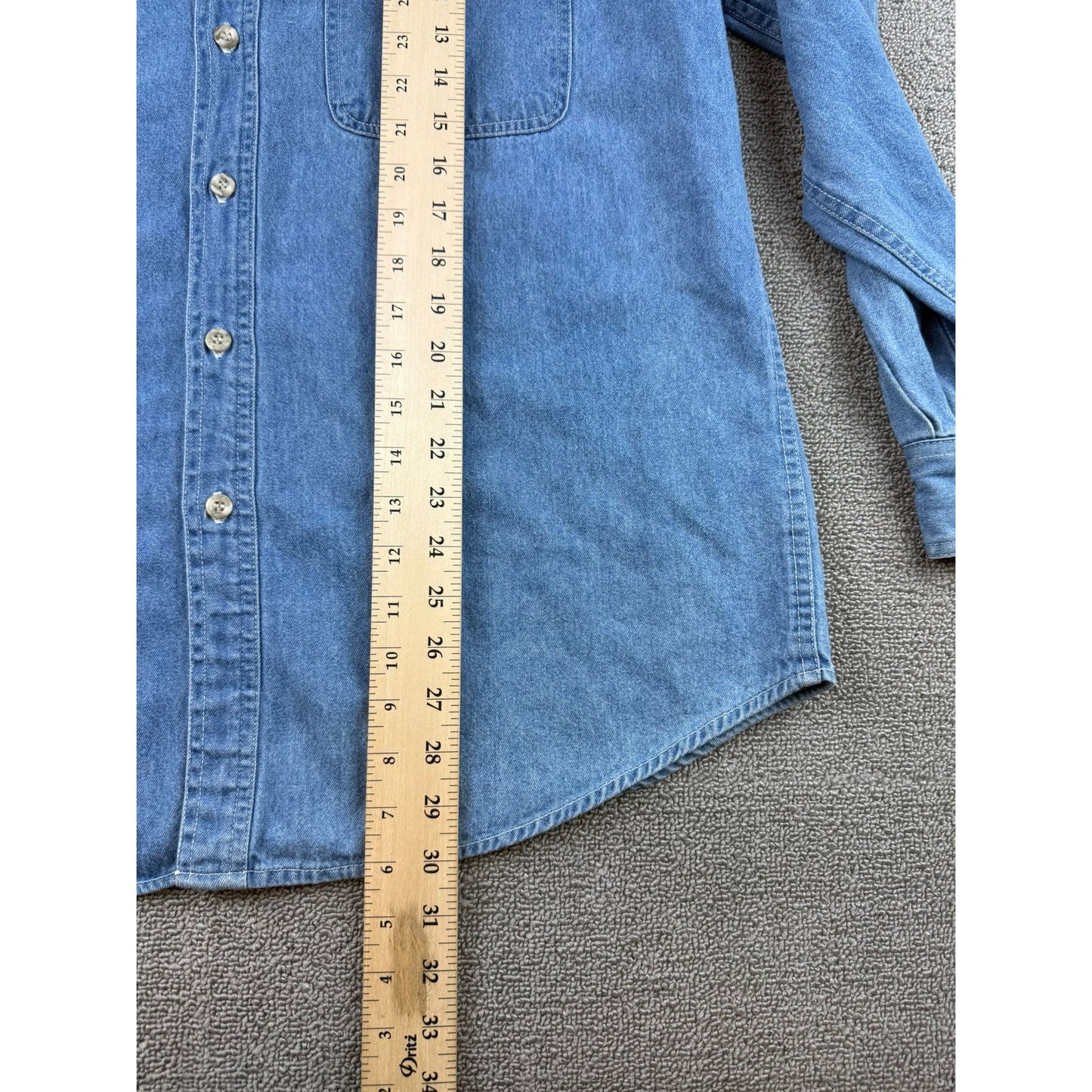 Y2K Dickies Denim Shirt Blue L Button Down Embroidered Auto Erotica Italy Flag