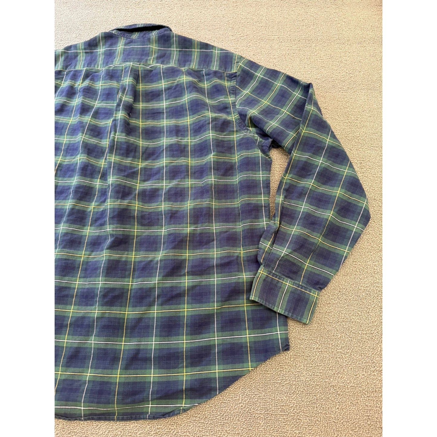 Ralph Lauren Men's XL Green Blue Plaid Long Sleeve Button Shirt