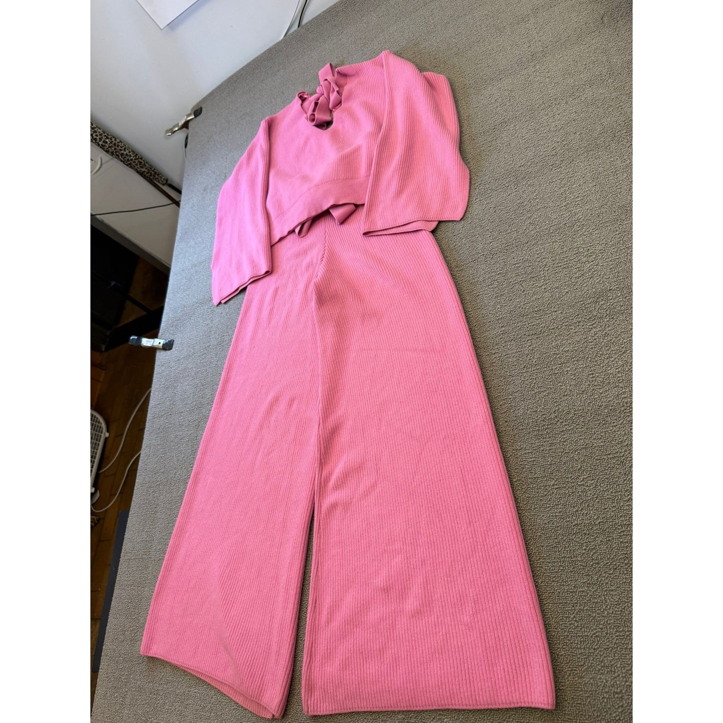 River Island Women Size 10 Pink Jumper Set Wide Leg