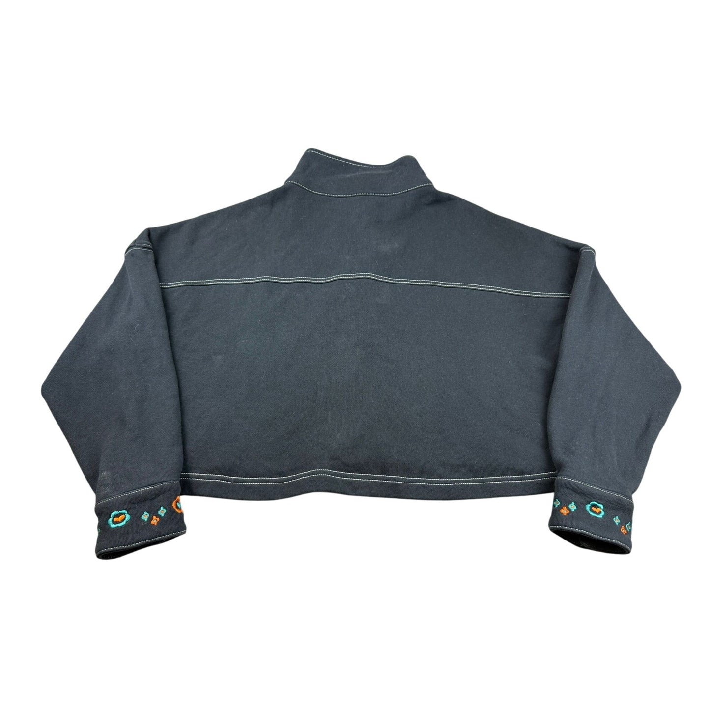 Something Navy Women Small Black Cropped Sweatshirt Contrast Stitching