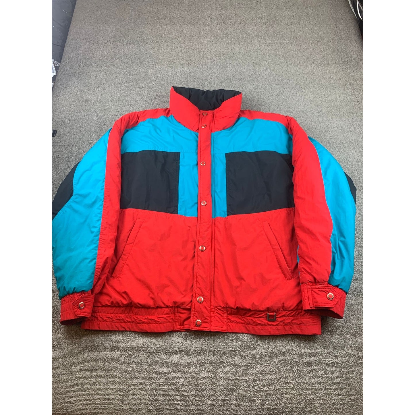 Vintage Profile Mens Extra Large Red Blue Black Ski Puffer Jacket Coat