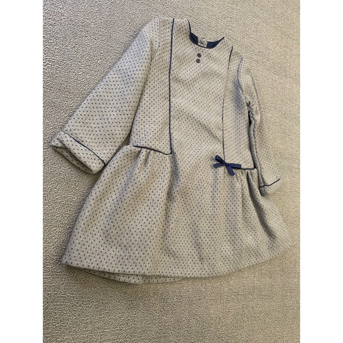 Martina Charlotte Girls 4Y Gray And Navy Drop Waist Dress