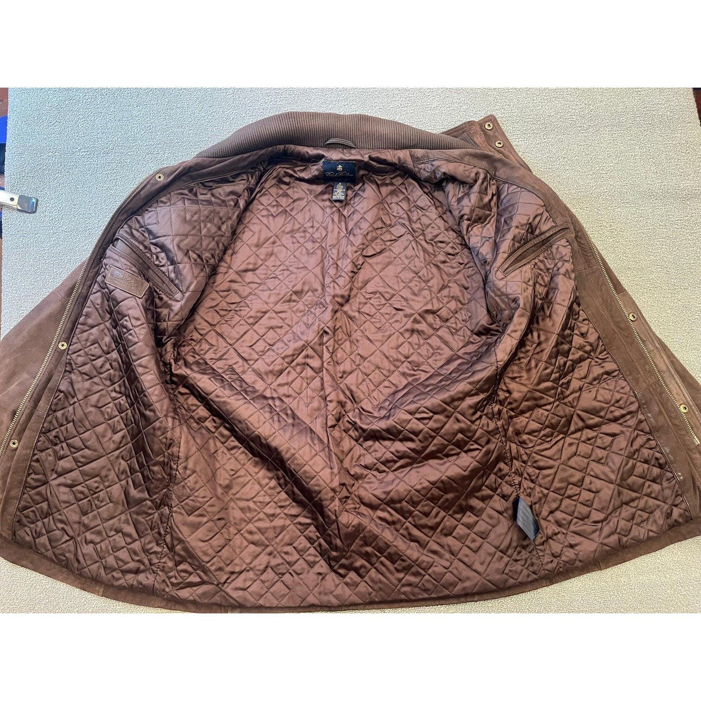 Brooks Brothers Men Size M Field Genuine Leather Jacket Brown Quilted Lining