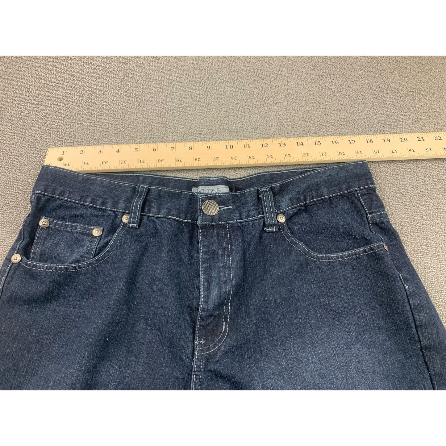 Loose Thread Men's 36x32 Dark Blue Jeans.