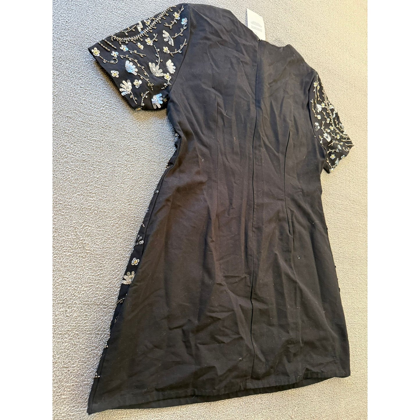 ASOS US 14 Womens Black Beaded Short Sleeve Shift Dress