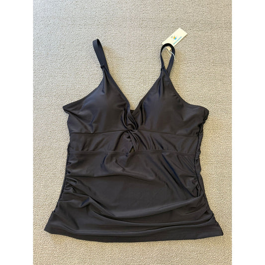 Beachsissi Womens Extra Large Black Ruched Tankini Top