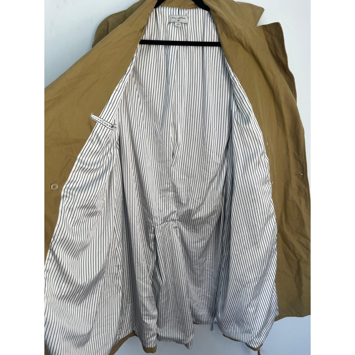 Nili Lotan Trench Coat Women S Tan Belted Cotton Double Breasted Lined